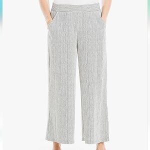 Max Studio Linen Blend Crepe Ankle Cropped Wide Legged Striped Pants Trousers XS